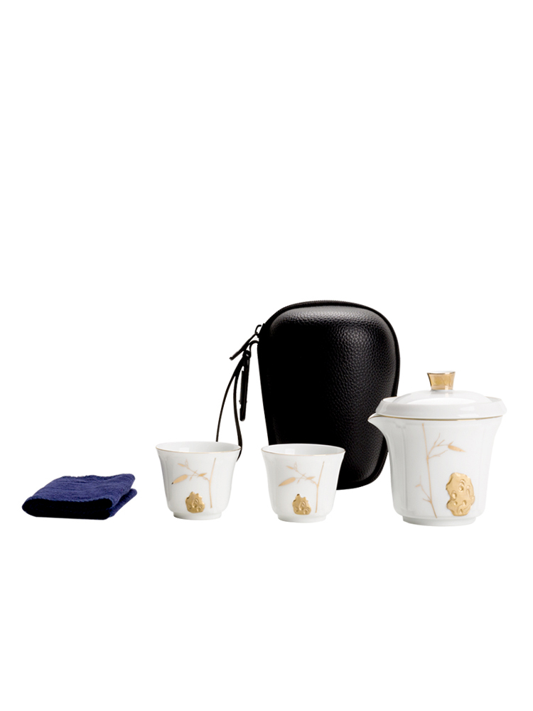 Two ceramic pot 2 crack portable receive bag kung fu tea set contracted and easy to make tea cup