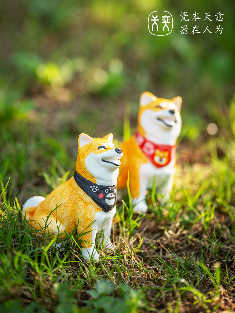 Firewood dog ceramic small place ins creative lovely office desktop decoration fair young Japanese Japanese birthday gift
