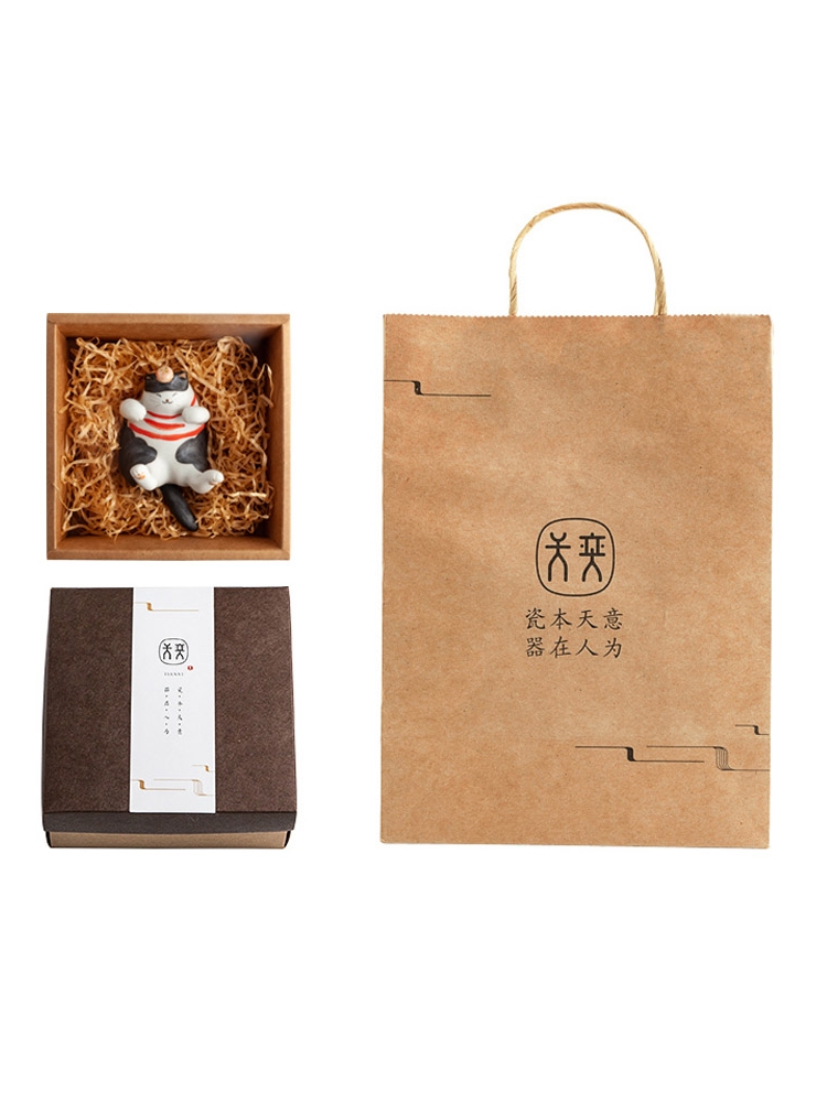 Day game ideal life cat jingdezhen ceramic checking out creative and lovely small ornament doll birthday present for girlfriends