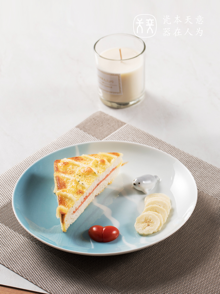 Yi ceramic plate ins wind plate of fruit salad western food steak creative small pure and fresh and web celebrity trill tableware