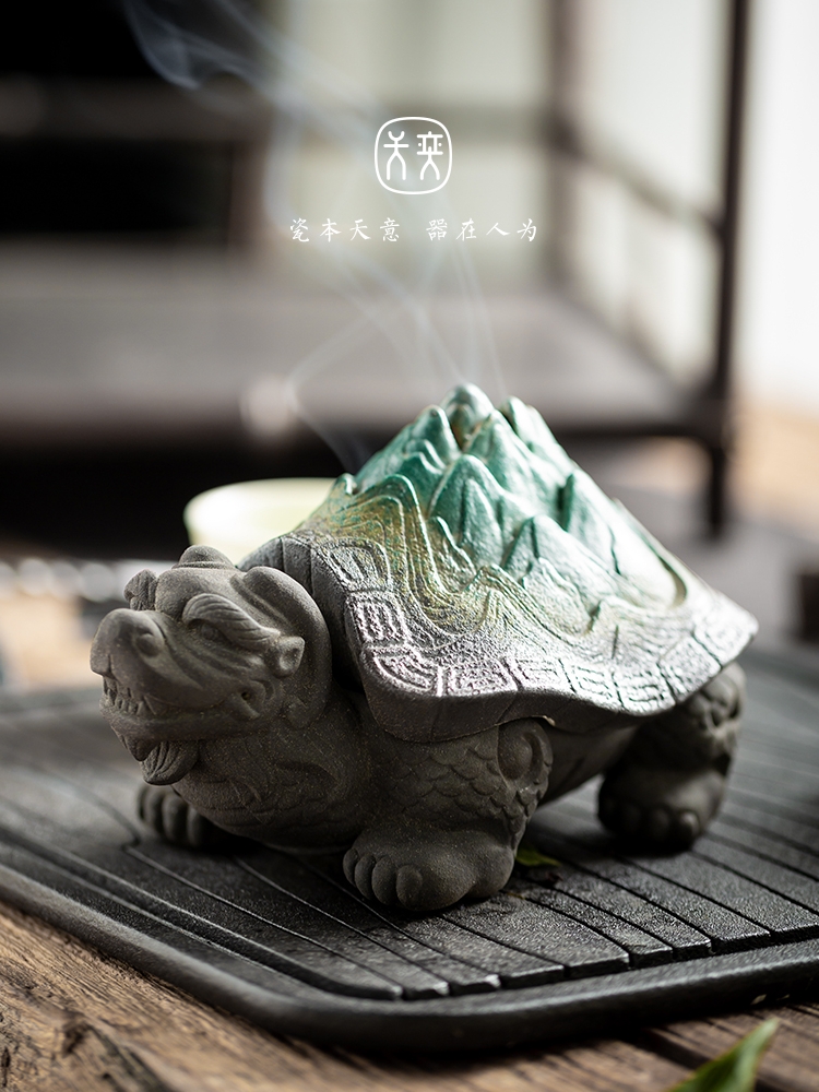 "Dragon tortoise" day yi ceramic incense buner household indoor purify air tea fragrant incense tower Chinese creative furnishing articles