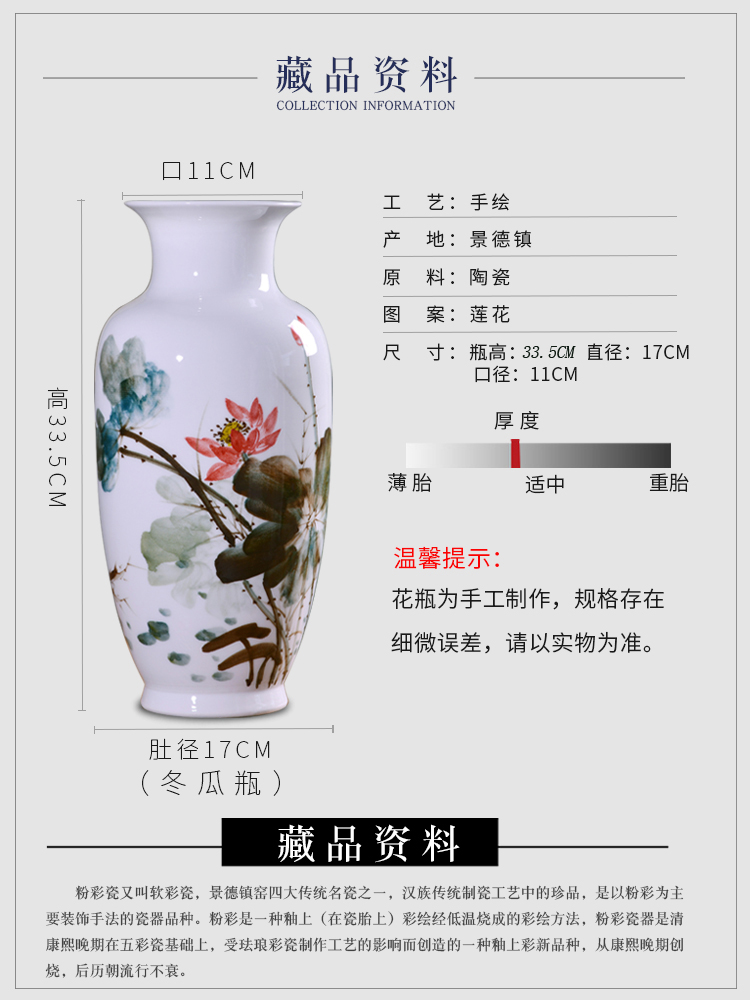 Jingdezhen hand painting ceramic vases, flower arrangement sitting room place new TV ark, rich ancient frame of Chinese style household ornaments