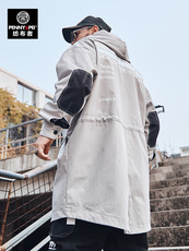 Ветровка мужская 纺布者潮牌大码男装加肥加大秋冬季休闲中长款风衣男士宽松外套