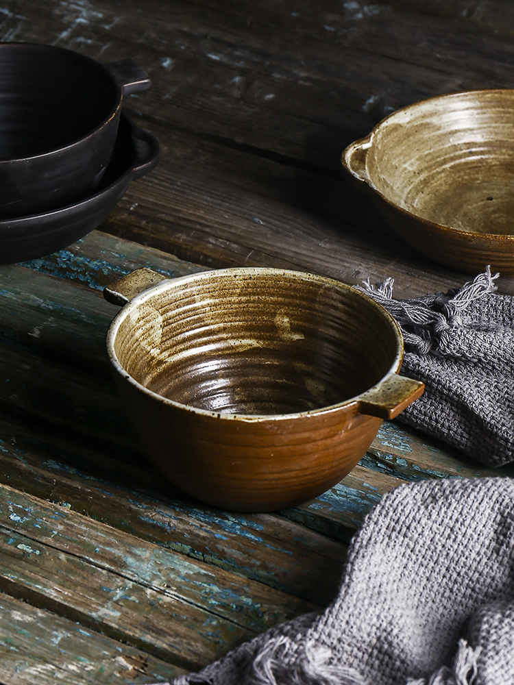 Japanese Chinese tableware bowls bowl household serie rainbow such as bowl bowl bowl coarse pottery rainbow such to use retro move old soil bowl