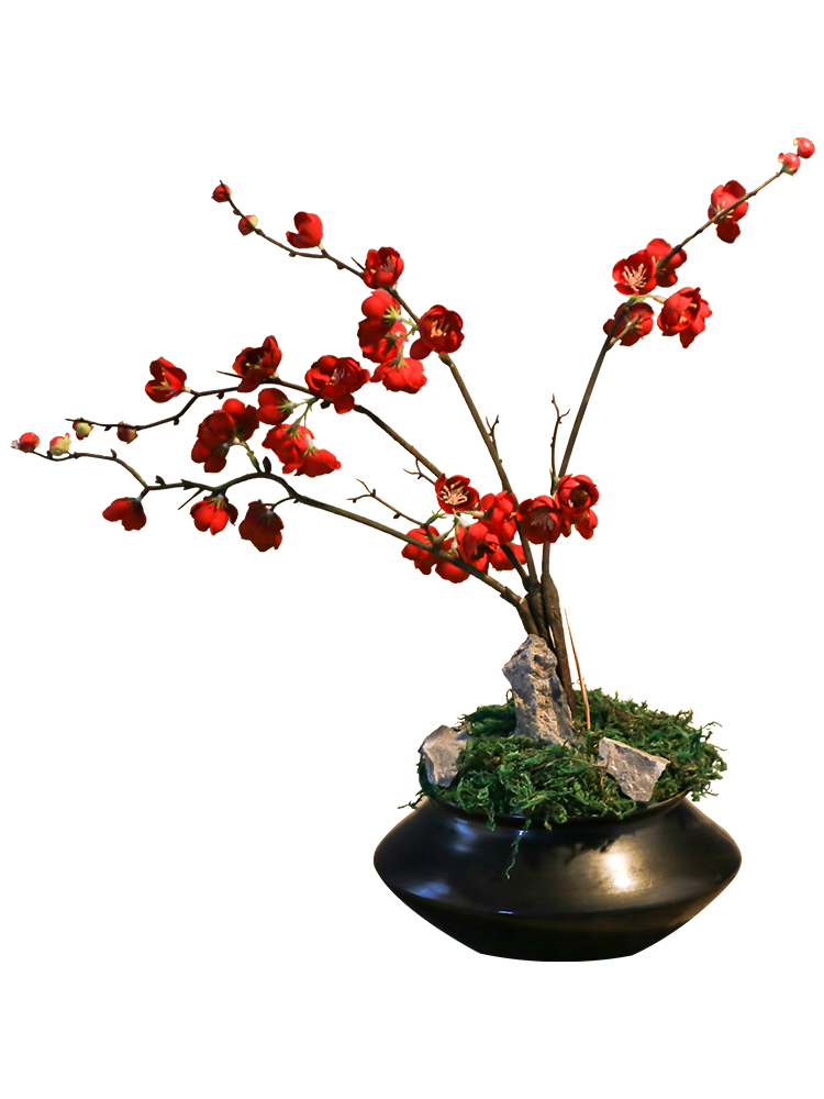 Retro nostalgia indoor simulation name plum flower pot sitting room, dining - room jingdezhen creative household adornment the plants small place