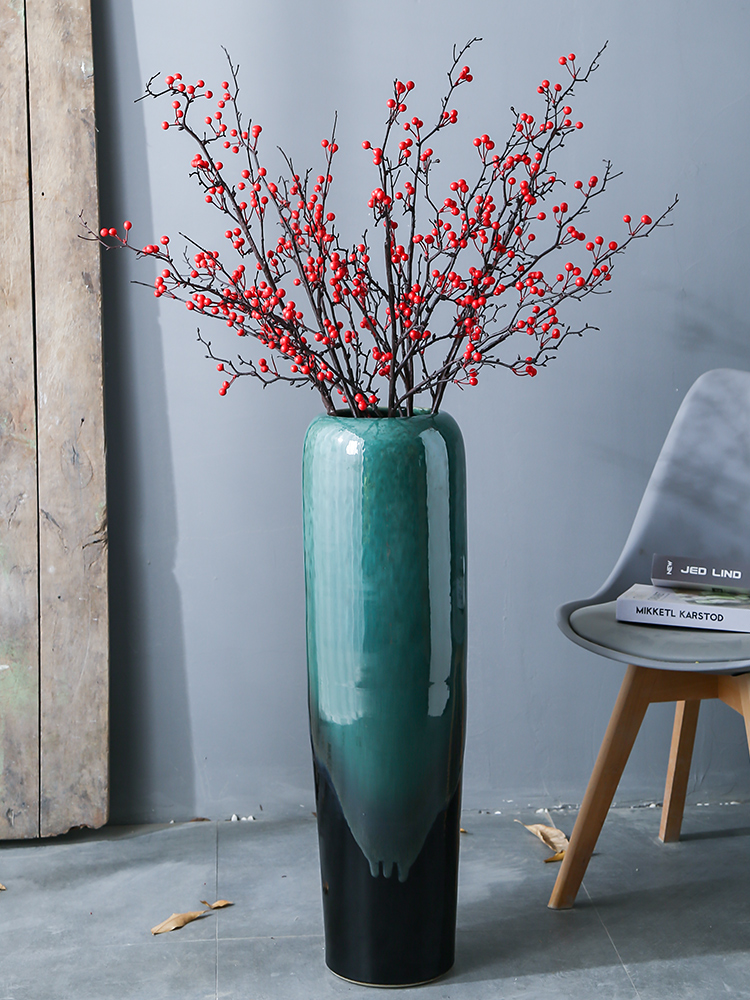Jingdezhen ceramic flower arrangement of large vases, living room furnishing articles of Chinese style porch lattice Windows decorations
