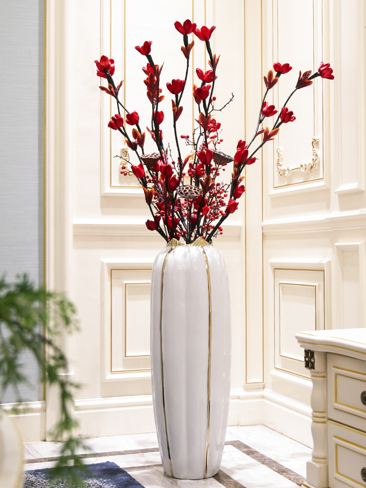 Light key-2 luxury furnishing articles vase flower arranging ceramic sitting room floor bedroom TV ark, Nordic contracted wind flowers, home decoration