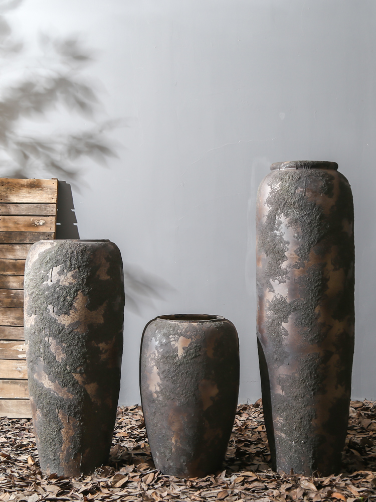 Jingdezhen coarse pottery nostalgic restoring ancient ways hand big vase decoration to the hotel villa simulation flower flower flower implement furnishing articles