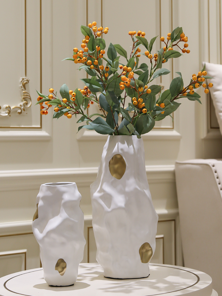 Light key-2 luxury European - style geometric fold ceramic vase furnishing articles Scandinavian simple example room sitting room ceramics soft decoration