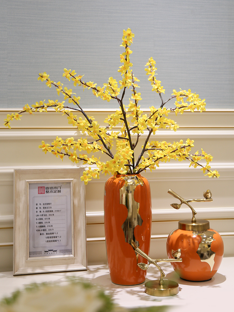 Light European - style key-2 luxury ceramic vase mesa creative furnishing articles sitting room simulation flowers, American home decoration decoration