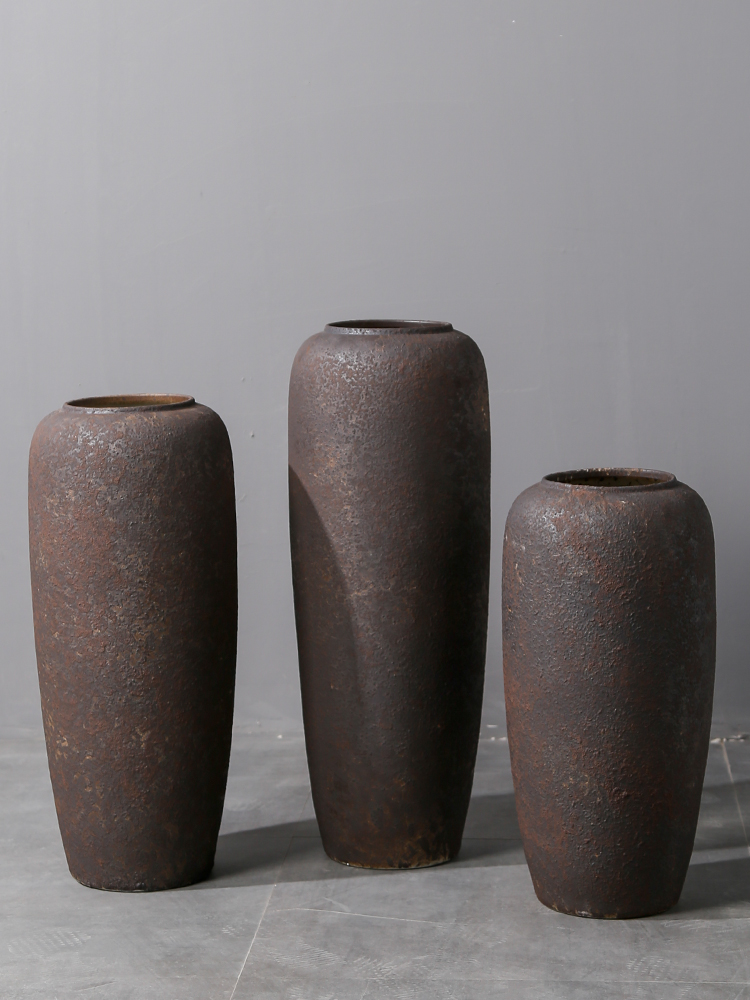 Jingdezhen ground vase large Chinese style restoring ancient ways is plugged into the dried coarse pottery sitting room hotel villa clay ceramic furnishing articles