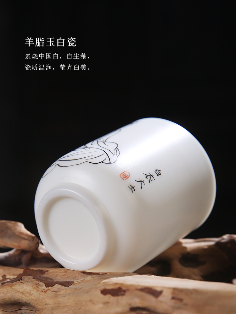 Single product porcelain sink white porcelain ceramic teacups hand - made figure of Buddha tea cup tuas guanyin bodhisattva masters cup white tea