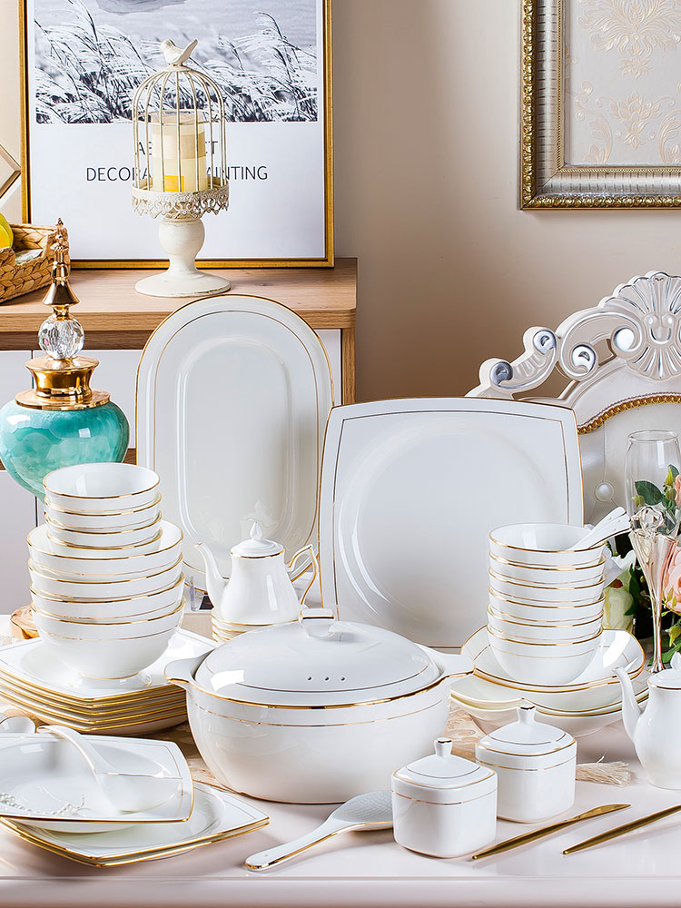 Touch the floor clearance 】 【 ipads porcelain tableware suit household jingdezhen dishes dishes chopsticks contracted ceramic plate