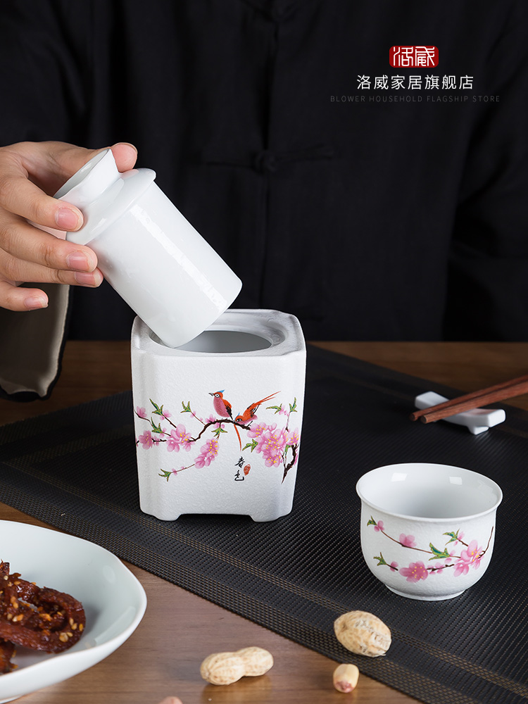 Wine temperature hot hip household jingdezhen Chinese nostalgic ceramic heat warm Wine bottle Wine suits for shochu yellow glass