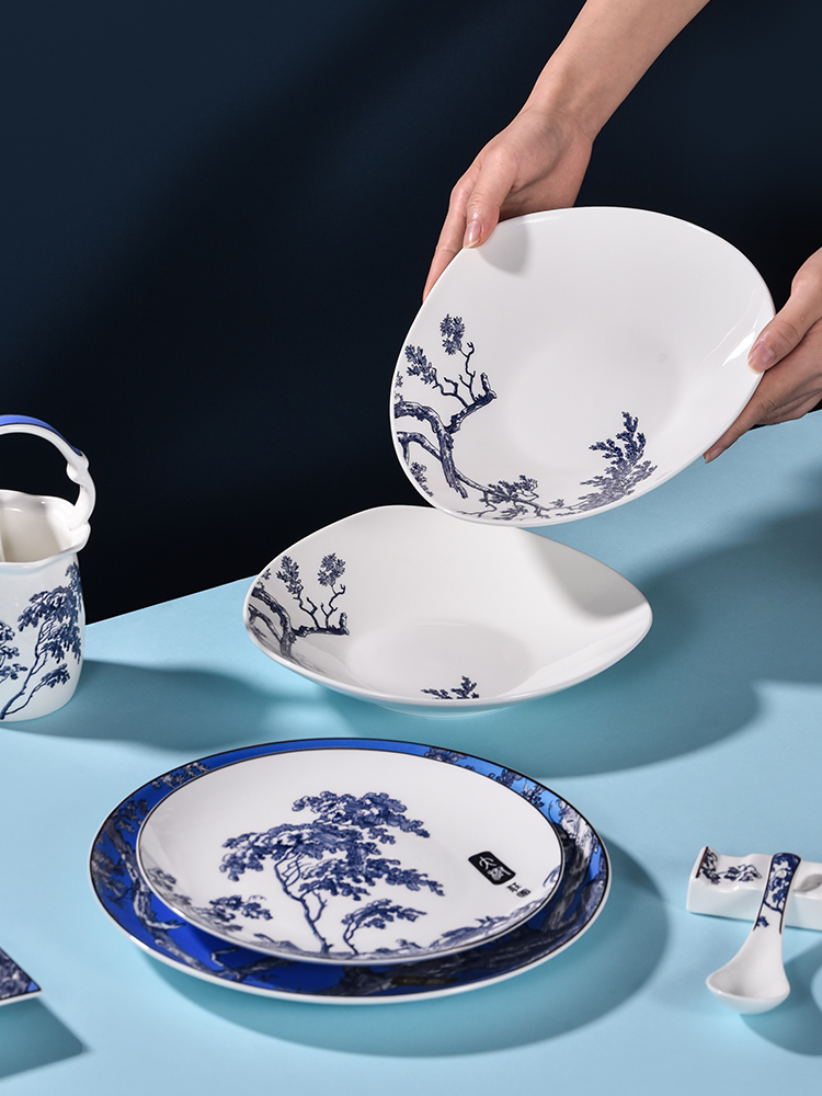 Blower, cutlery set dishes household of Chinese style combination of jingdezhen ceramic bowl chopsticks ipads bowls disc housewarming gift