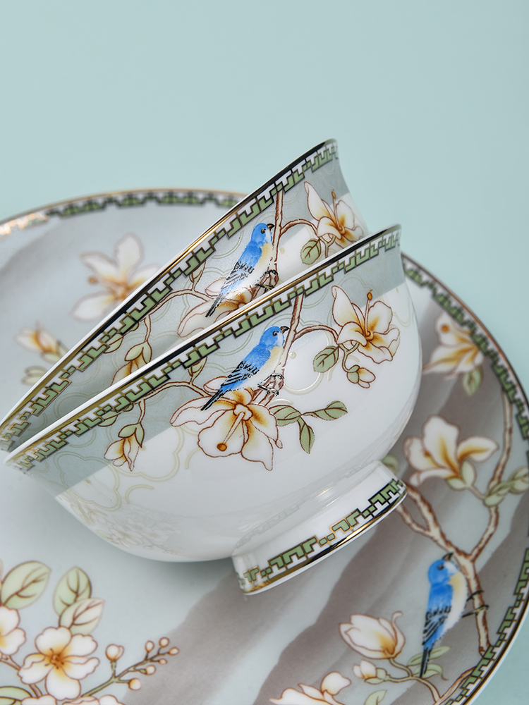 The dishes suit household contracted jingdezhen ceramic light eat rice bowl dish high - grade key-2 luxury ipads porcelain tableware gifts