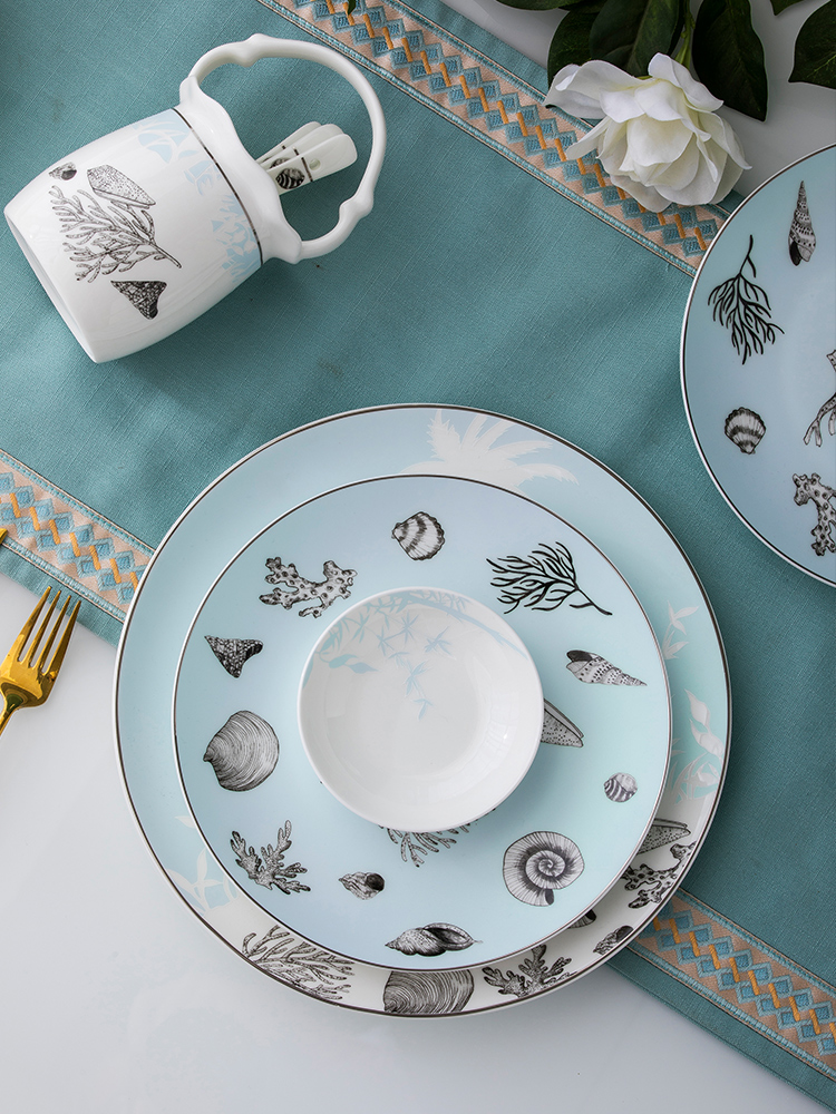 Blower, the dishes suit the new Chinese style household bowls of ipads plate of jingdezhen ceramic bowl chopsticks combination housewarming gifts tableware