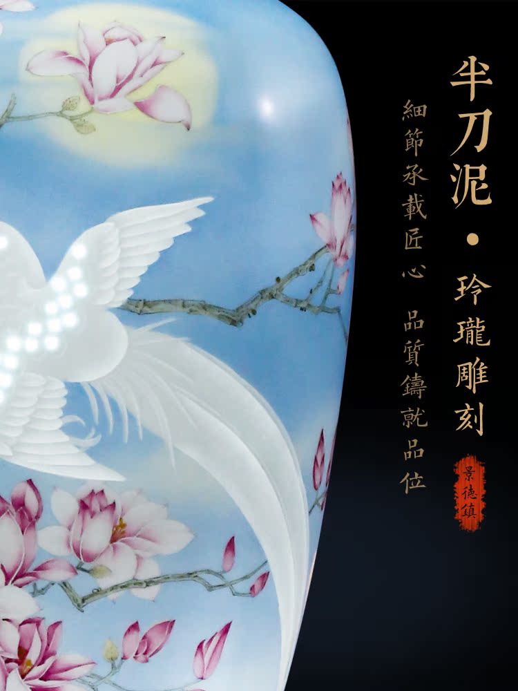 Jingdezhen ceramic furnishing articles hand - made vases, flower arranging new Chinese style household living room TV cabinet decoration handicraft furnishing articles