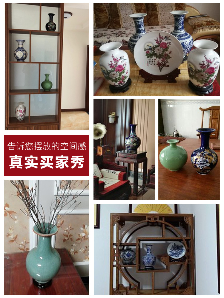 Blue and white porcelain vases, flower arrangement of jingdezhen ceramics modern living room TV cabinet craft decoration of Chinese style household furnishing articles