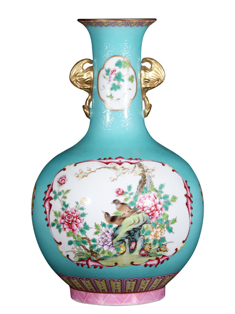 Jingdezhen ceramics imitation the qing qianlong blue scramble for flowers open the painting of flowers and household adornment design gift furnishing articles