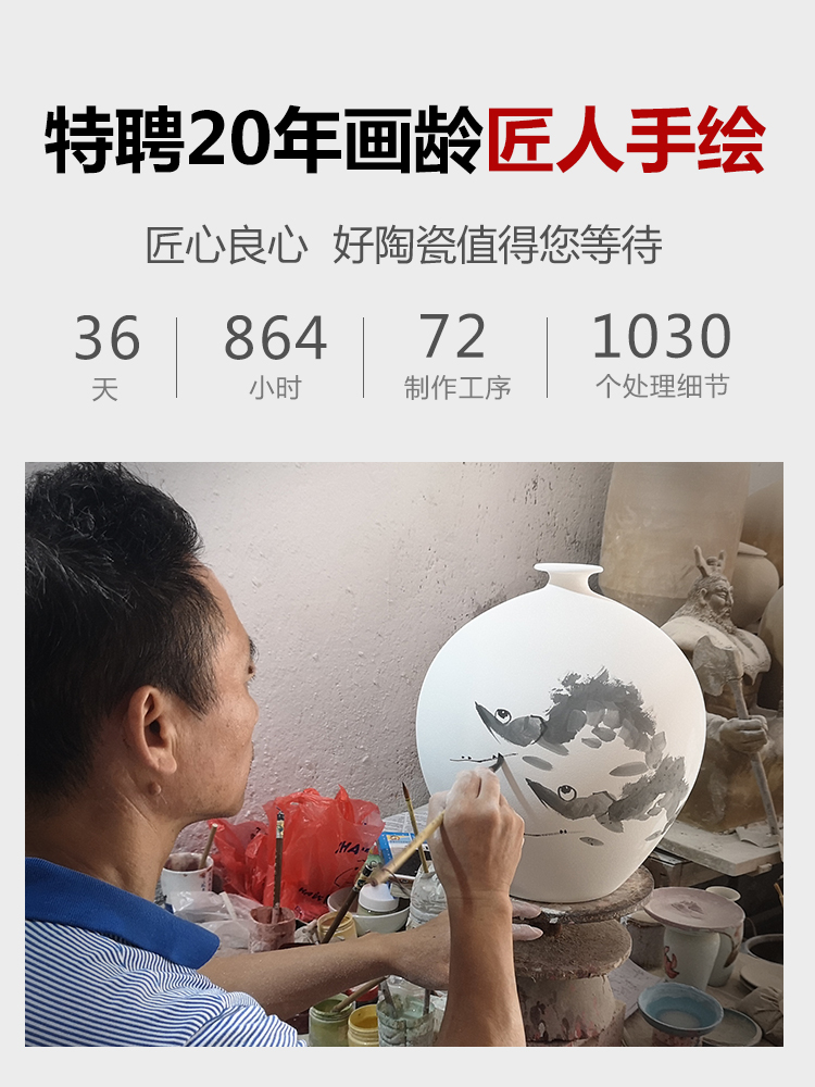 Jingdezhen ceramics hand - made modern Chinese blue and white porcelain vases, flower arrangement sitting room crafts home decoration furnishing articles