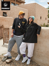 Футболка мужская panmax加肥加大码潮牌炫彩印花情侣反光打底衫潮胖子男装长袖t恤