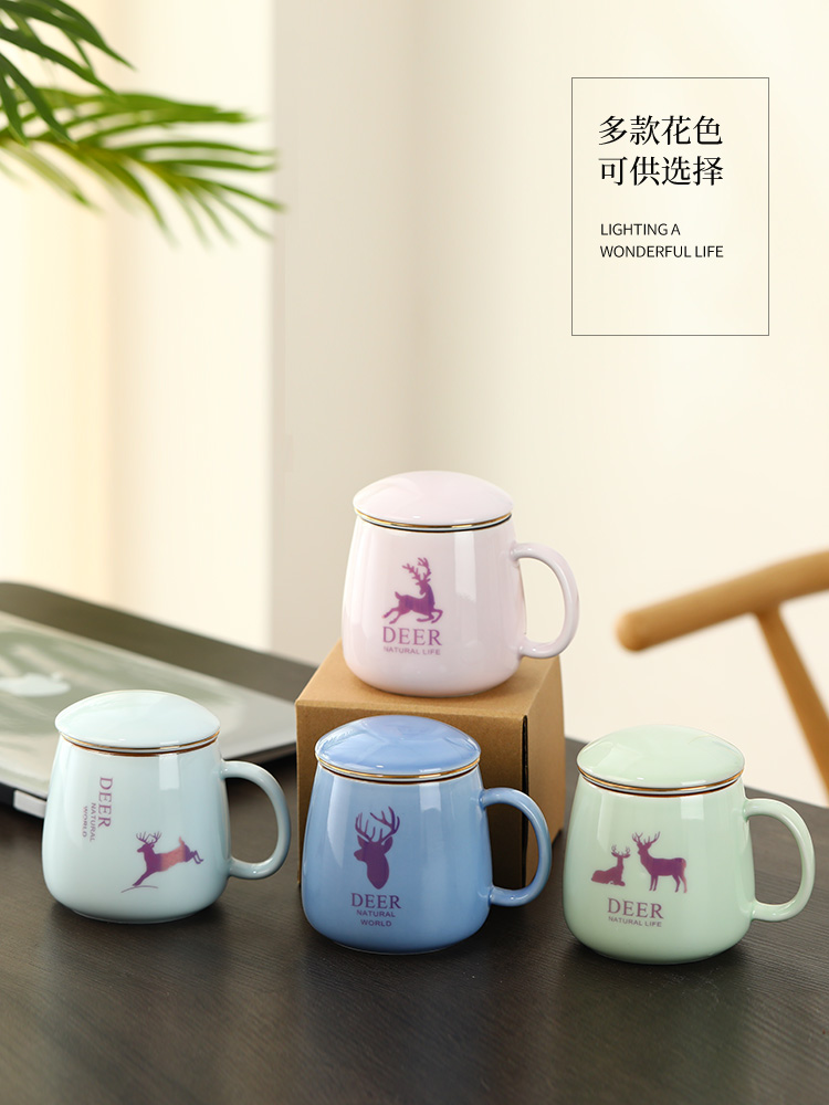Tea separation home drinking a cup of Tea cup with cover office filtration flower Tea custom ceramic keller