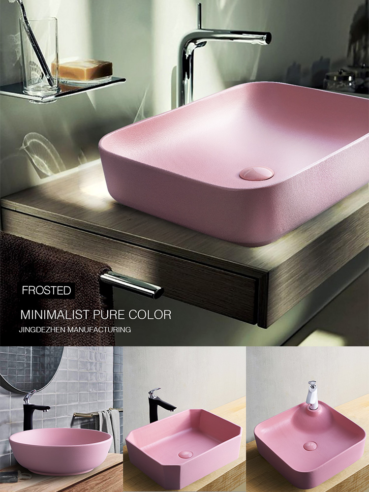 Pink stage basin square art of jingdezhen ceramic household lavatory toilet lavabo simple small bathroom