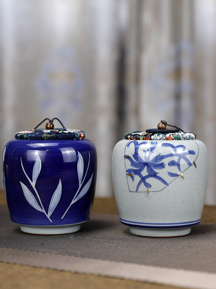 Manual painting POTS caddy fixings crackle half jins to ceramic seal pot small household pu 'er tea storage box