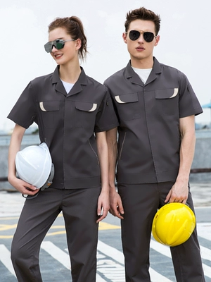 Quần áo làm việc ngắn tay mùa hè phù hợp với phần mỏng của nam giới thoải mái thoáng khí quần áo làm việc áo khoác bảo hiểm lao động quần áo sửa chữa ô tô quần áo nhà máy tùy chỉnh quần áo 