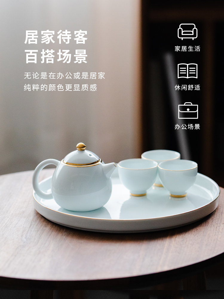 And creation of small ground ceramic household contracted small disc tea tea tray was simple circular drop