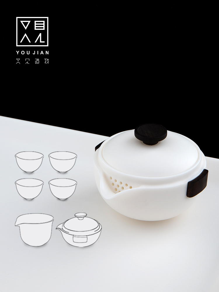 Ceramic kung fu tea sets suit household cup of a complete set of dehua white porcelain set of modern Chinese teapot