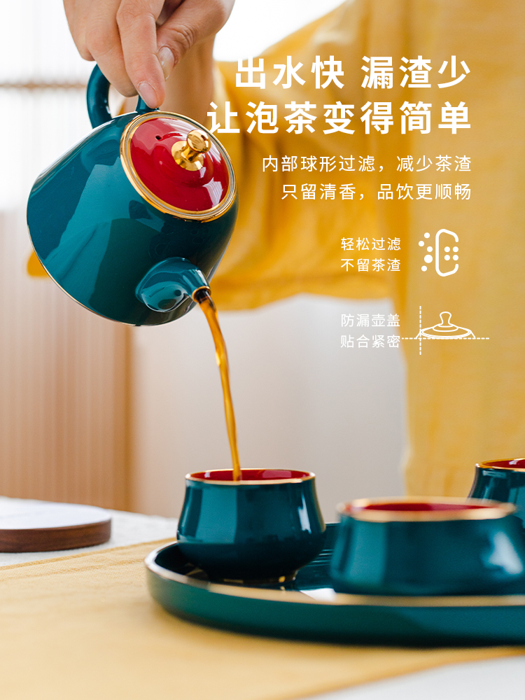 Set a pot of four cups of ceramic teapot household small sets of portable office tea, Chinese kung fu tea cups