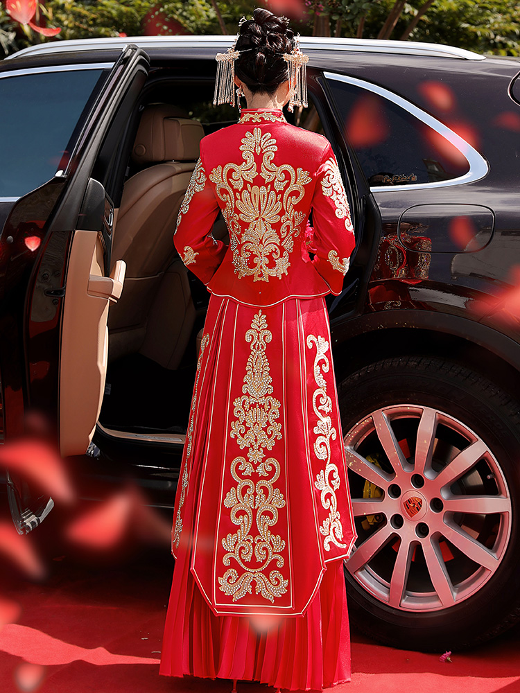 Elite winter suhe traditional wedding dress, 2020, fitted, dragon and phoenix
