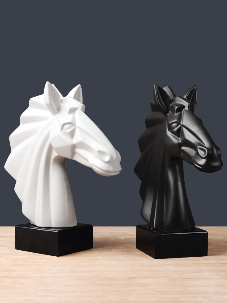 Nordic sitting room porch ceramic horsehead furnishing articles study creative office household soft adornment ornament