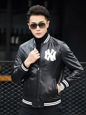 Thanh niên mới da nam bóng chày cổ áo Slim áo khoác da đẹp trai áo khoác ngắn mùa xuân và mùa thu nam triều - Quần áo lông thú áo ấm nam Quần áo lông thú