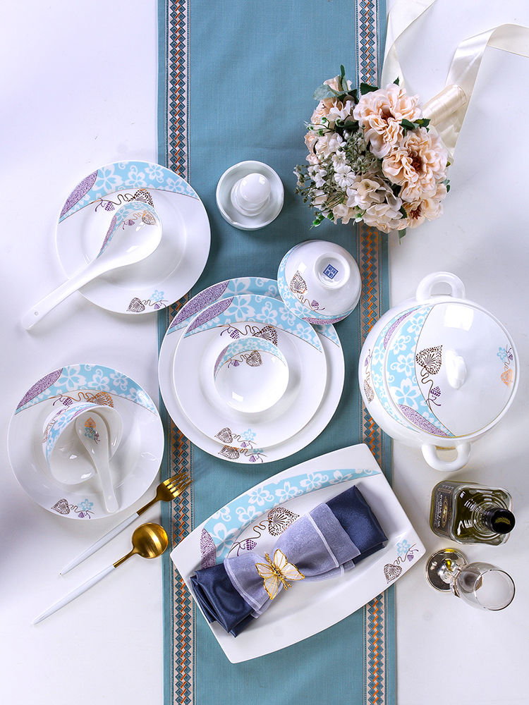 Dishes suit household jingdezhen European - style ipads porcelain tableware ceramics dinner set bowl chopsticks plate combination of Chinese style