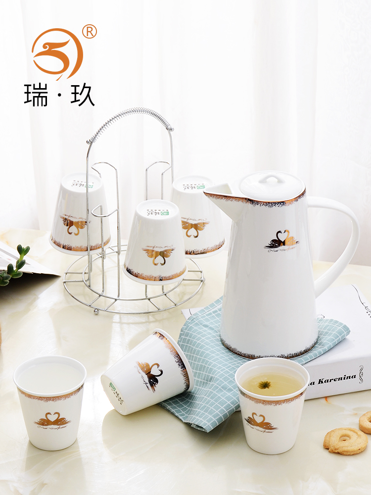 Swan lake ipads porcelain water suit ceramics air pot cup home European cup tea teapot teacup kit