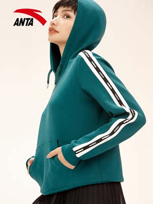 Anta Women mùa thu 2019 áo mới áo thun trùm đầu áo khoác ngắn thể thao áo len 16981724 - Thể thao lông cừu / jumper áo thu đông đôi Thể thao lông cừu / jumper