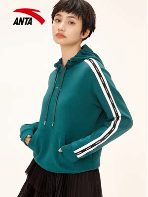 Anta Women mùa thu 2019 áo mới áo thun trùm đầu áo khoác ngắn thể thao áo len 16981724 - Thể thao lông cừu / jumper áo thu đông đôi Thể thao lông cừu / jumper