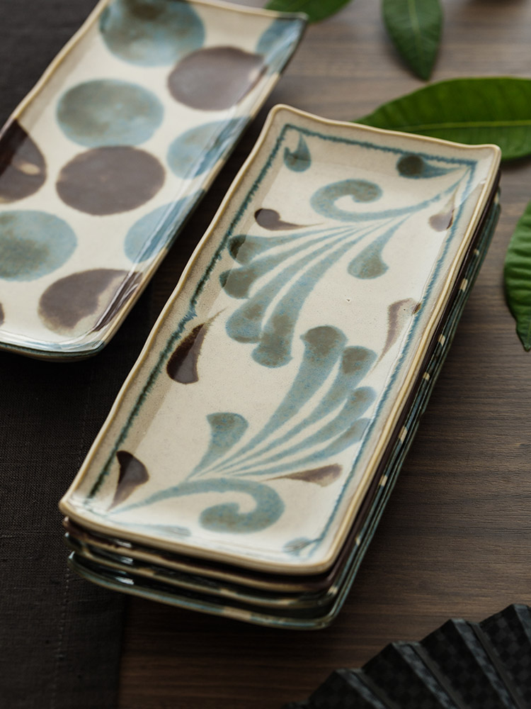 Hand - made ceramic bowl long rectangular plates imported from Japan Japanese tableware suit household bowl bowl rainbow such use