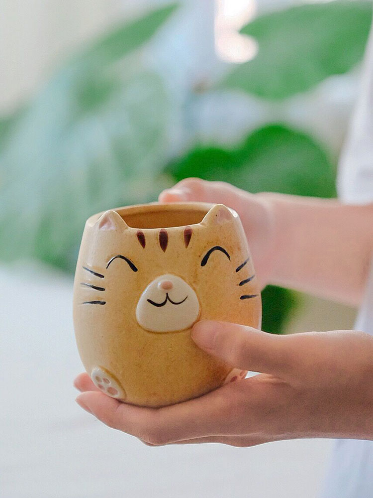Japanese coarse ceramic keller cup home import cat is hand - made cup coffee cup couples children ceramic cups of water