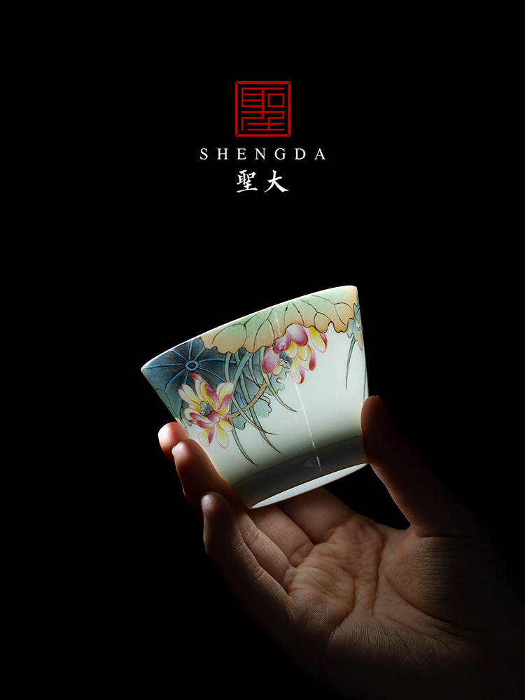 Santa teacups hand - made ceramic kungfu pastel blue fragrant lotus lotus masters cup sample tea cup all hand of jingdezhen tea service