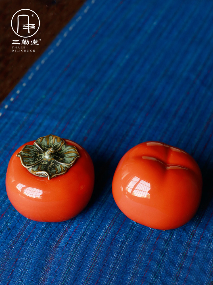 Three frequently hall persimmon caddy fixings jingdezhen ceramic seal portable small wake POTS of tea warehouse travel home