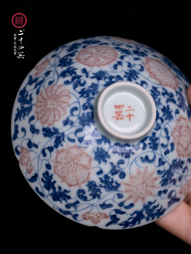 Twenty - four ware jingdezhen hand - made youligong master of blue and white porcelain cup single CPU single hand, ceramic tea set