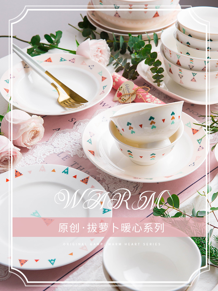 Web celebrity contracted household ceramics tableware dishes suit couples express bowl chopsticks dishes a single creative dishes