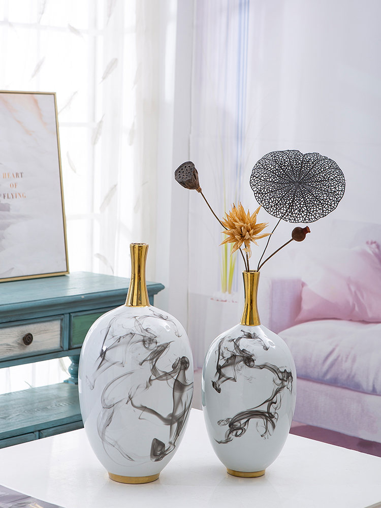 Jingdezhen ceramic vase furnishing articles sitting room dry flower arranging flowers ink Chinese style household adornment simulation flower narrow with my expressions using