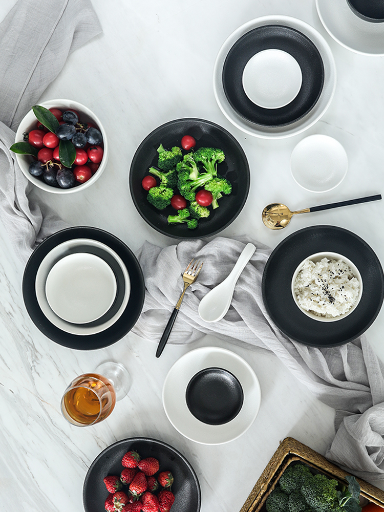 Chopsticks sets of household Japanese ceramic bowl contracted individual creative move Nordic plate tableware fruit salad bowl