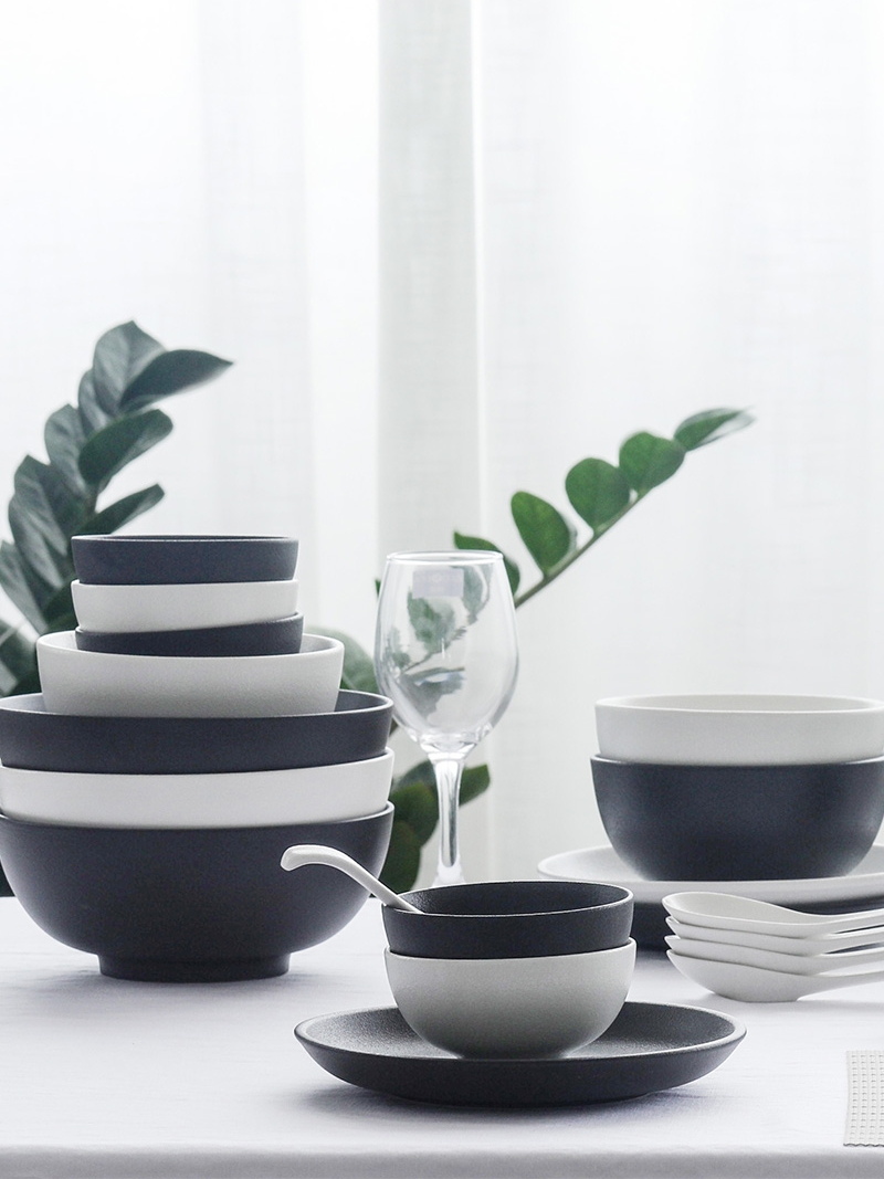 Chopsticks sets of household Japanese ceramic bowl contracted individual creative move Nordic plate tableware fruit salad bowl