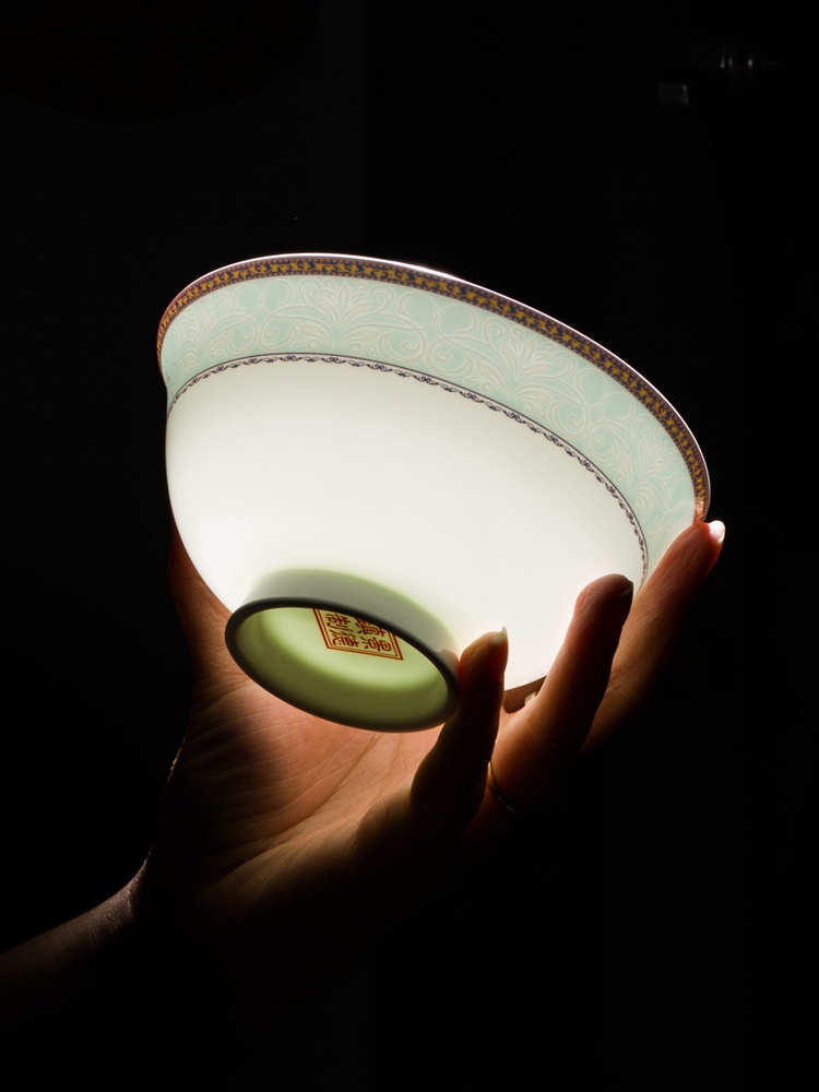 The dishes suit household jingdezhen ceramics tableware ceramic dinner plates yellow gold chopsticks microwave combination